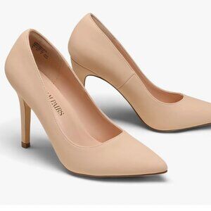 Women's TAN Closed Toe High Heels- Women's size 9.5 Wide-  IN BOX- NEVER WORN